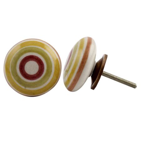 Multicolor Stripe Flat Ceramic Drawer Knob